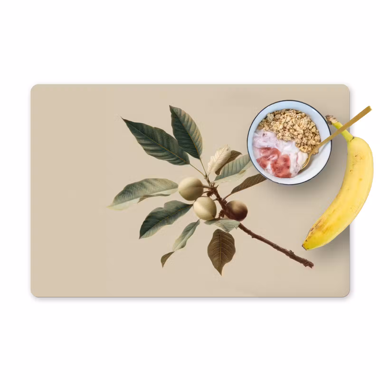 Placemat - 6 stuks - Tak - Groene Bladeren - Vruchten — 1