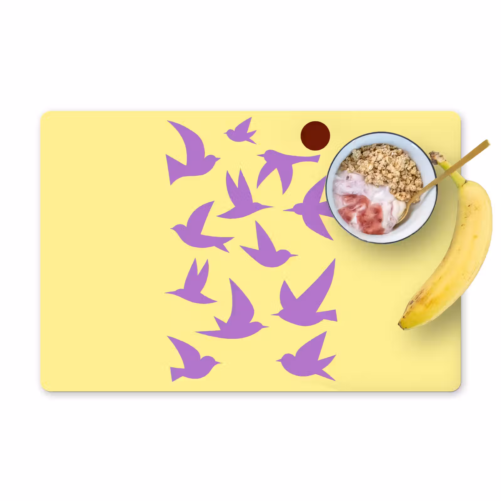 Placemat - 6 stuks - Vogels - Cirkel - Geel - Beweging — 1