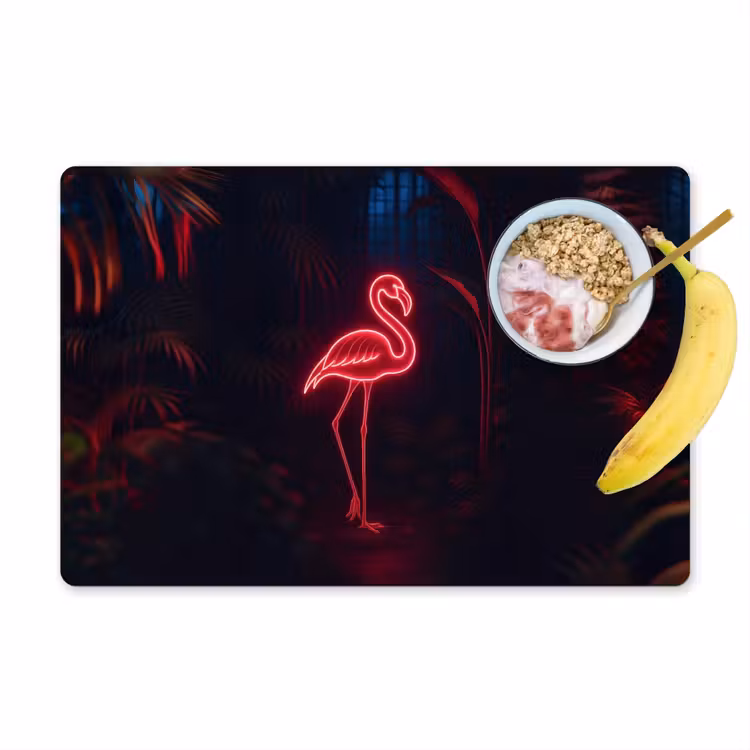 Placemat - 6 stuks - Flamingo - Roze - Neon - Licht — 1