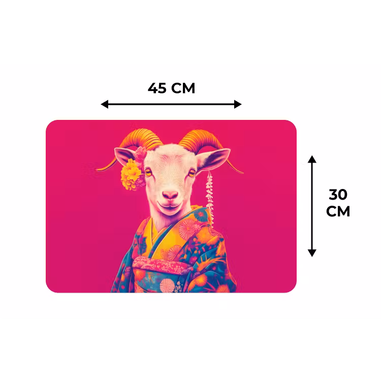 Placemat - 6 stuks - Geit - Hoorns - Kimono - Kleurrijk — 3