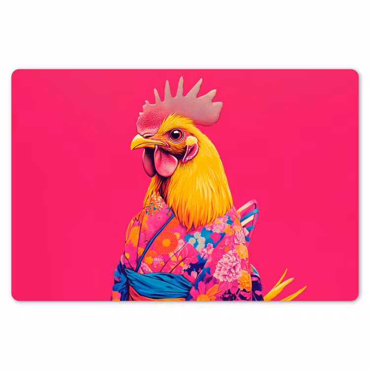 Placemat - 6 stuks - Haan - Kleurrijk - Kimono - Roze — 7