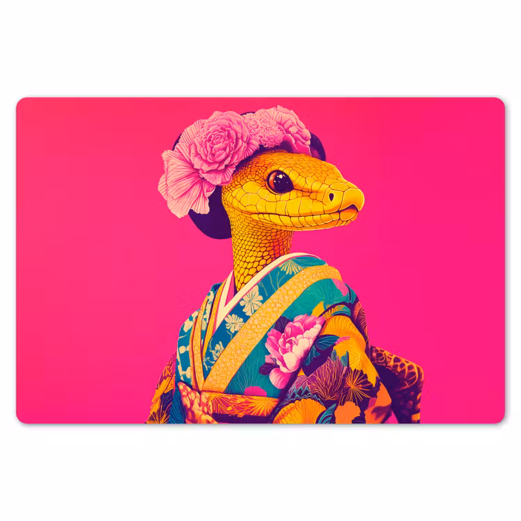 Placemat - 6 stuks - Hagedis - Bloemen - Roze - Kimono — 7