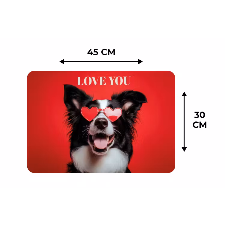 Placemat - 6 stuks - Hond - Hartjesbril - Loveyou - Rood — 3