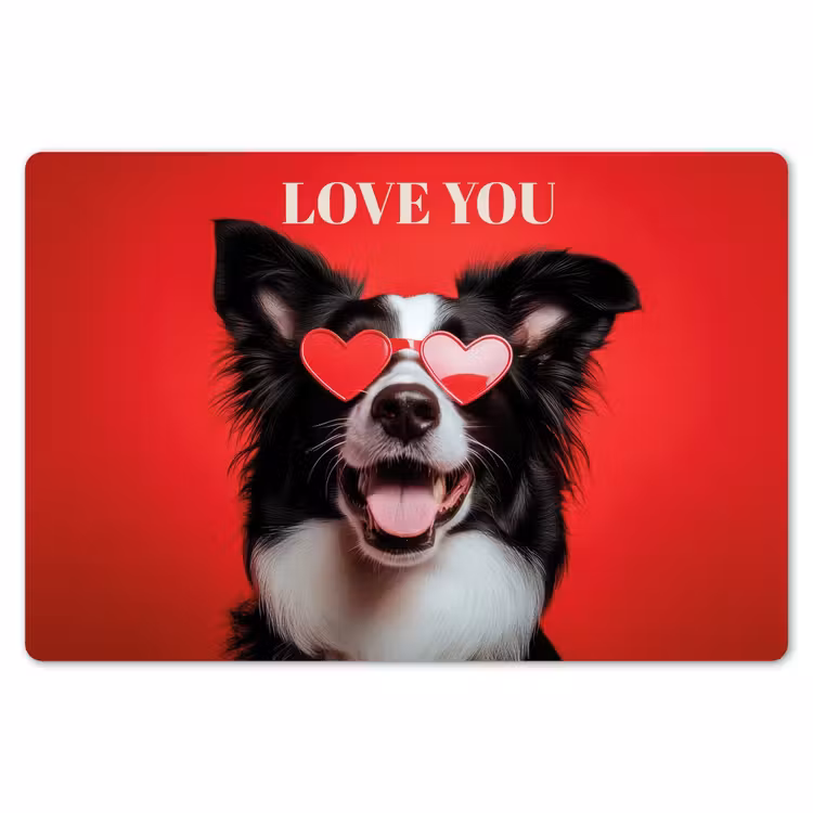 Placemat - 6 stuks - Hond - Hartjesbril - Loveyou - Rood — 7