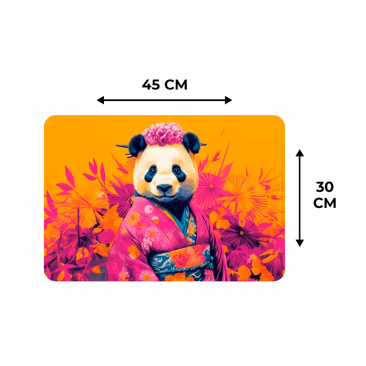 Placemat - 6 stuks - Kimono - Roze - Panda - Bloemenkroon — 3