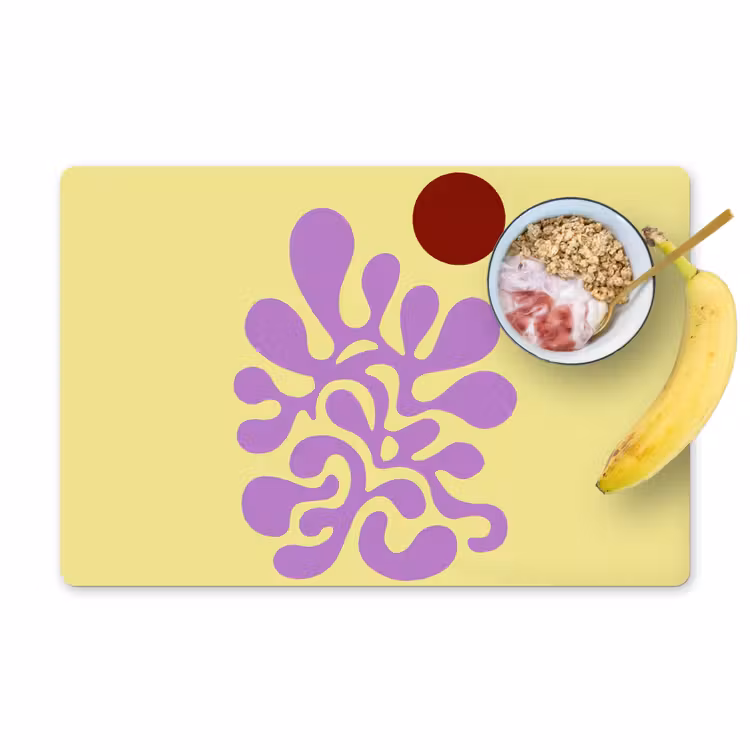 Placemat - 6 stuks - Koraal - Cirkel - Abstract - Geel — 1