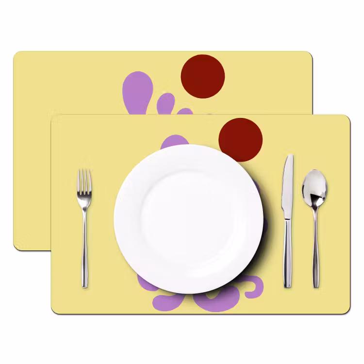 Placemat - 6 stuks - Koraal - Cirkel - Abstract - Geel — 2