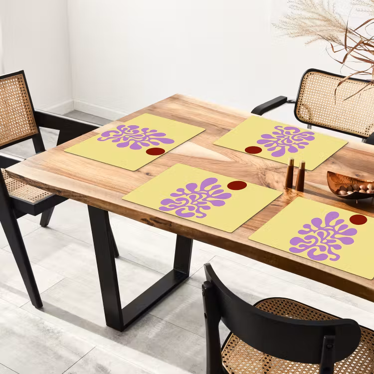 Placemat - 6 stuks - Koraal - Cirkel - Abstract - Geel — 5