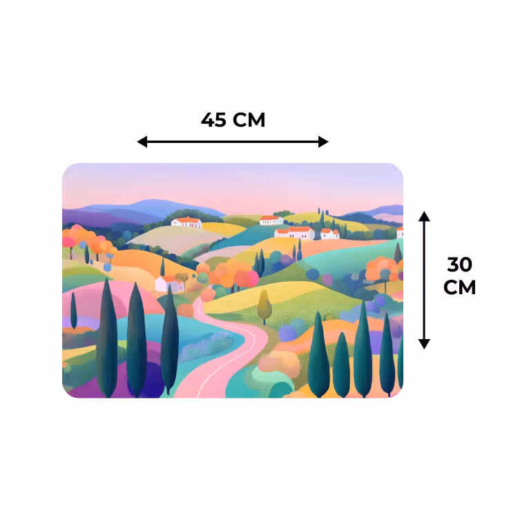 Placemat - 6 stuks - Landschap - Paars - Pastel - Huizen — 3