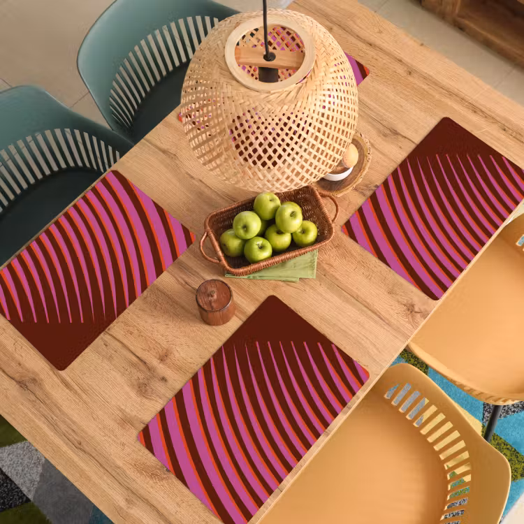 Placemat - 6 stuks - Lijnen - Rood - Beweging — 6