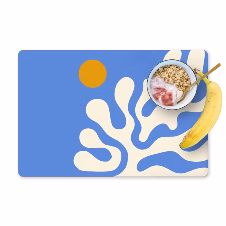Placemat - 6 stuks - Minimalistisch - Organisch patroon - Blauw — 1