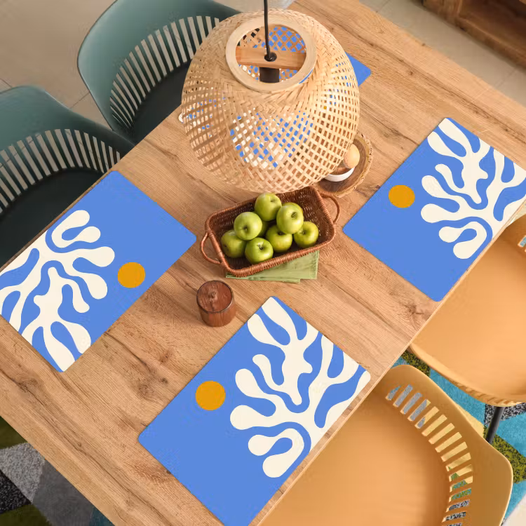 Placemat - 6 stuks - Minimalistisch - Organisch patroon - Blauw — 6