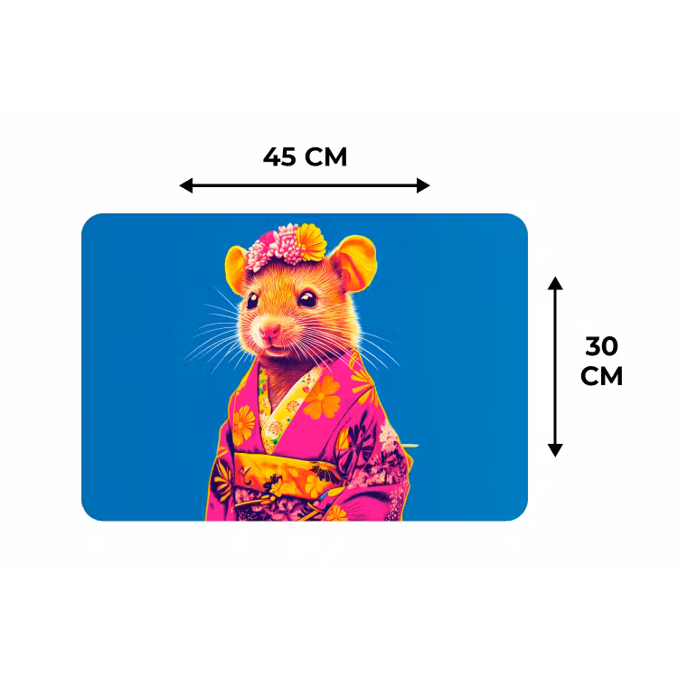 Placemat - 6 stuks - Muis - Kimono - Bloemen - Blauw — 3