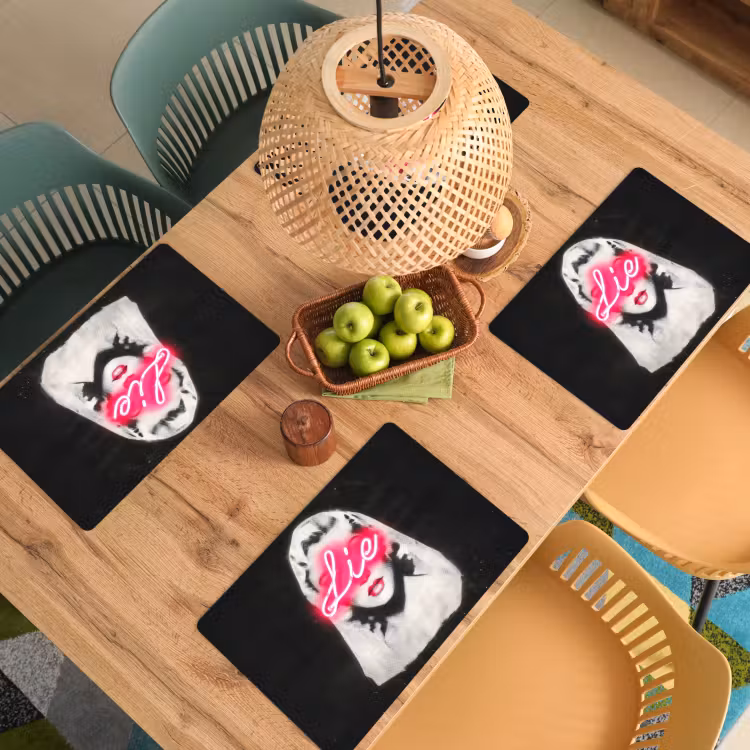 Placemat - 6 stuks - Neon - Letters - Vintage - Vrouw — 6