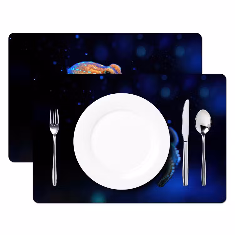 Placemat - 6 stuks - Octopus - Stippen - Blauw - Zee — 2
