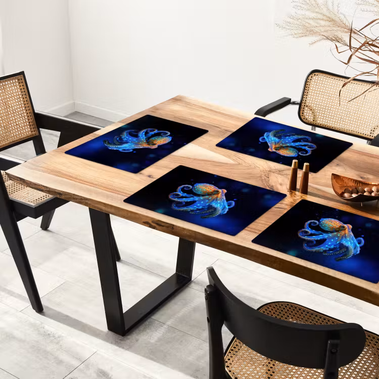 Placemat - 6 stuks - Octopus - Stippen - Blauw - Zee — 5