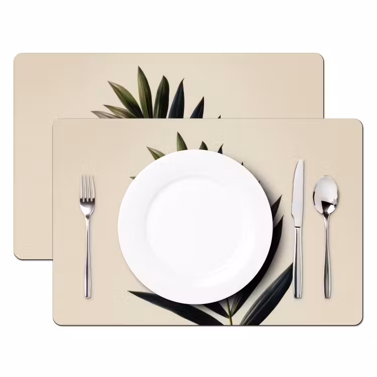 Placemat - 6 stuks - Palmblad - Donkere bladen - Subtiel — 2