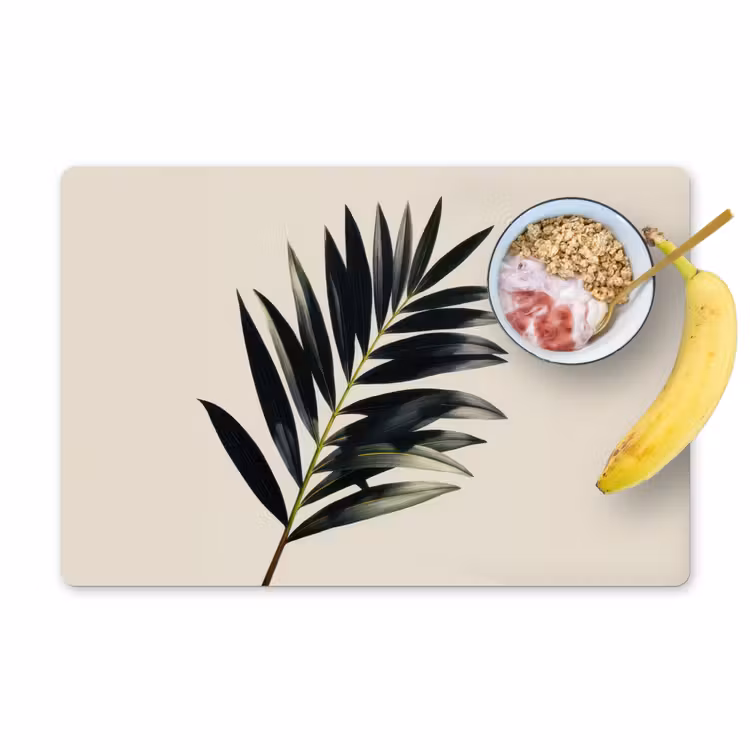 Placemat - 6 stuks - Palmblad - Subtiel - Groen - beige — 1