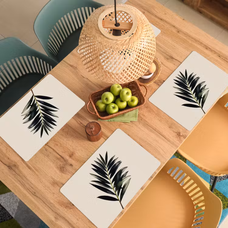 Placemat - 6 stuks - Palmblad - Subtiel - Groen - beige — 6
