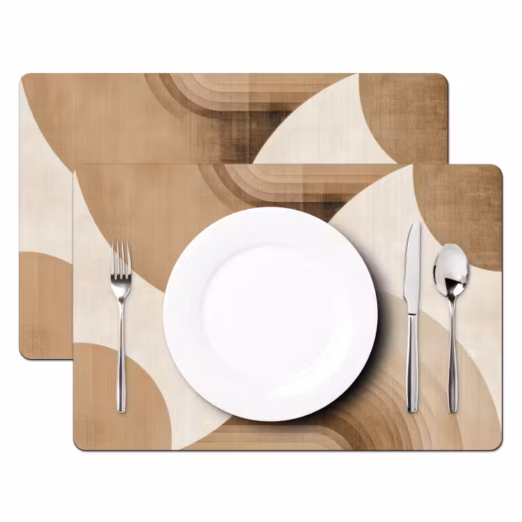 Placemat - 6 stuks - Retro - Geometrische lagen - Aardetinten — 2