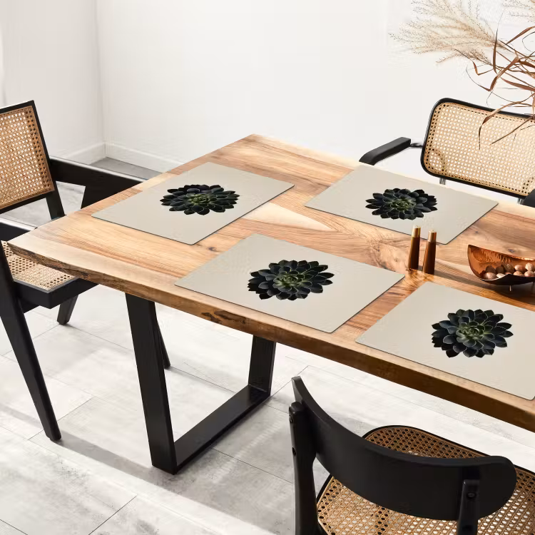 Placemat - 6 stuks - Rozet - Cirkelvormig - Donkergroen — 5
