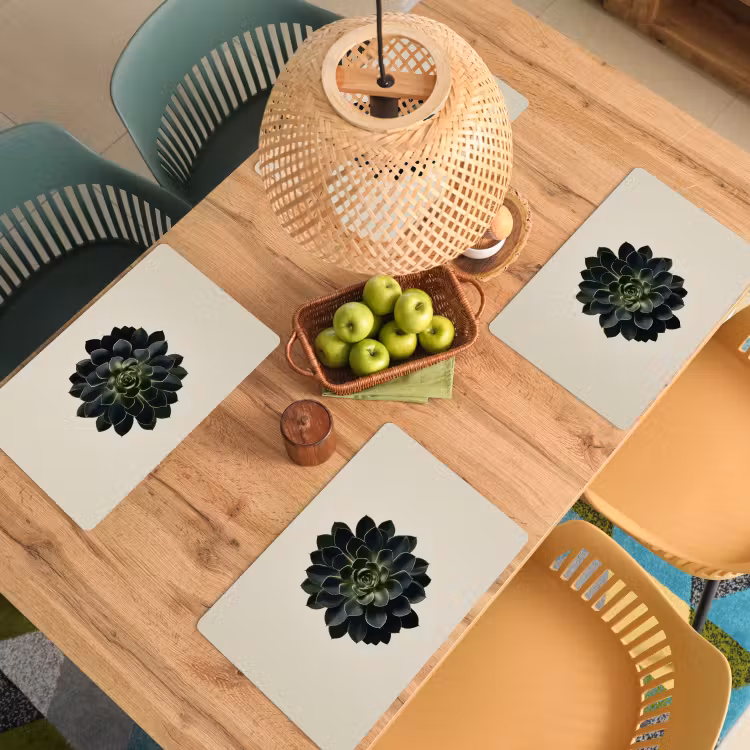 Placemat - 6 stuks - Rozet - Cirkelvormig - Donkergroen — 6