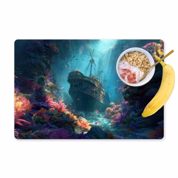 Placemat - 6 stuks - Schip - Hout - Koraalriffen - Zonlicht — 1