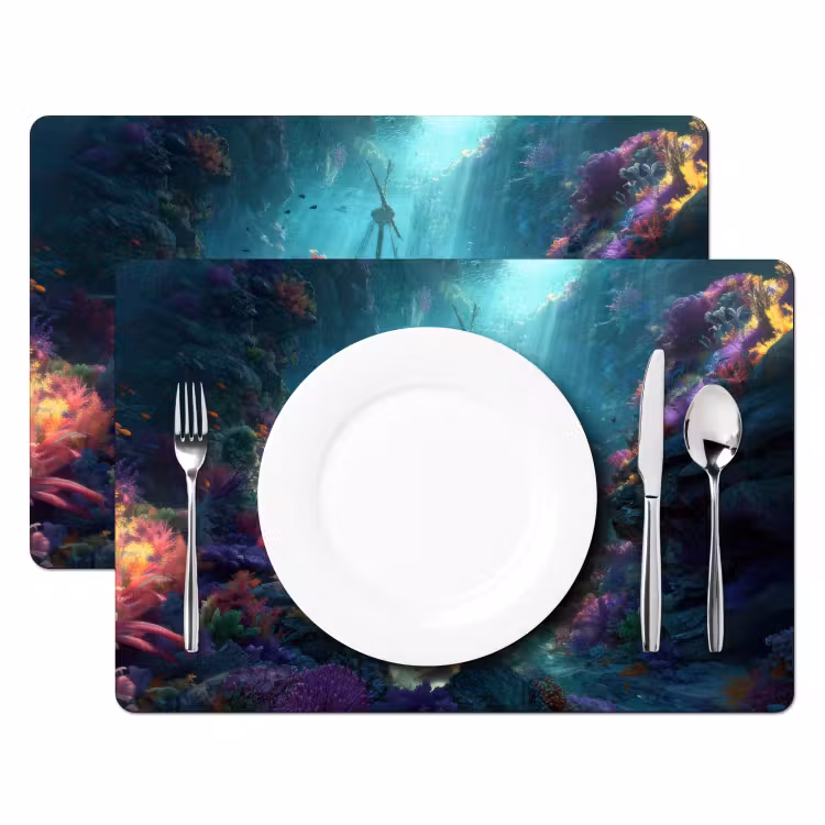 Placemat - 6 stuks - Schip - Hout - Koraalriffen - Zonlicht — 2