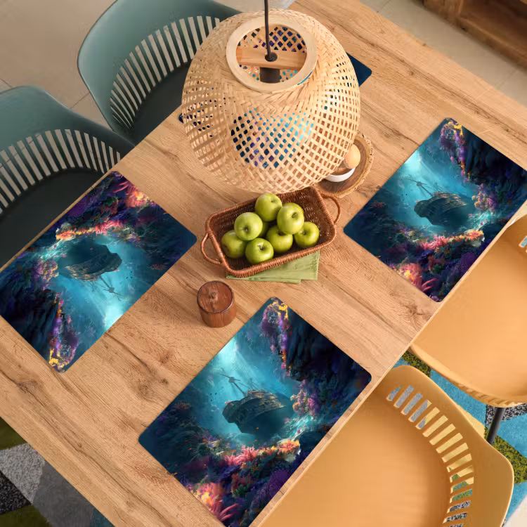 Placemat - 6 stuks - Schip - Hout - Koraalriffen - Zonlicht — 6