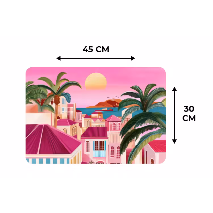 Placemat - 6 stuks - Stad - Roze - Palmbomen — 3