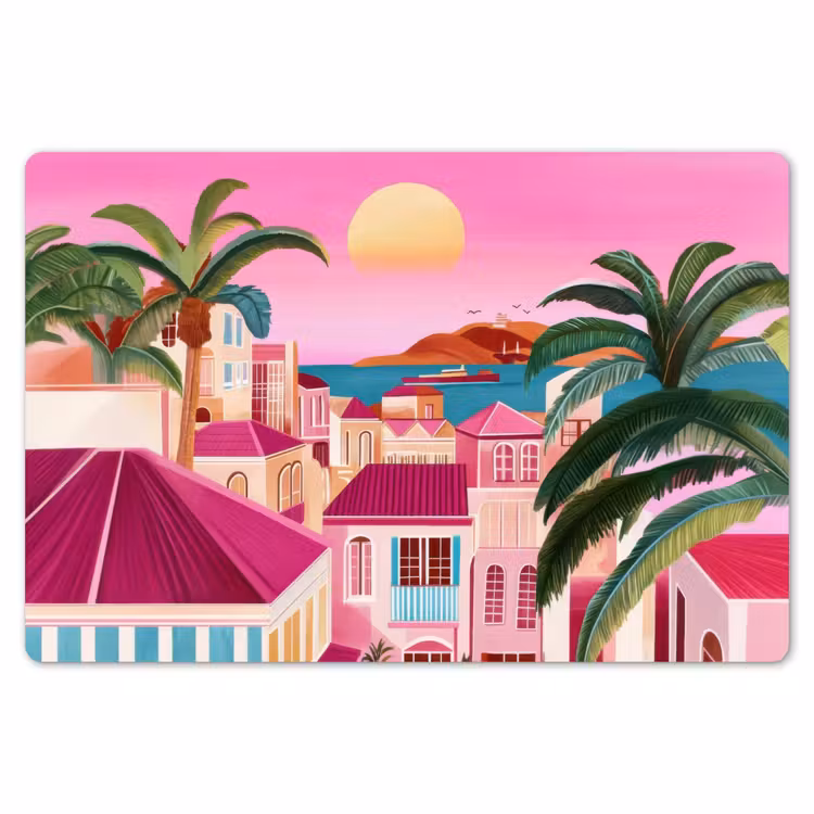 Placemat - 6 stuks - Stad - Roze - Palmbomen — 7