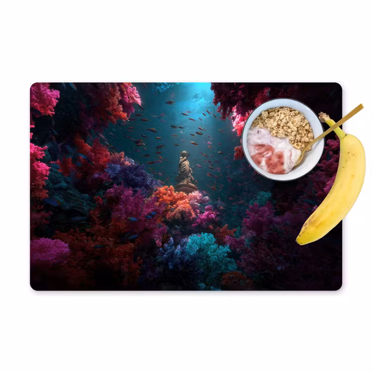 Placemat - 6 stuks - Standbeeld - Zeebodem - Koraal - Kleurrijk — 1