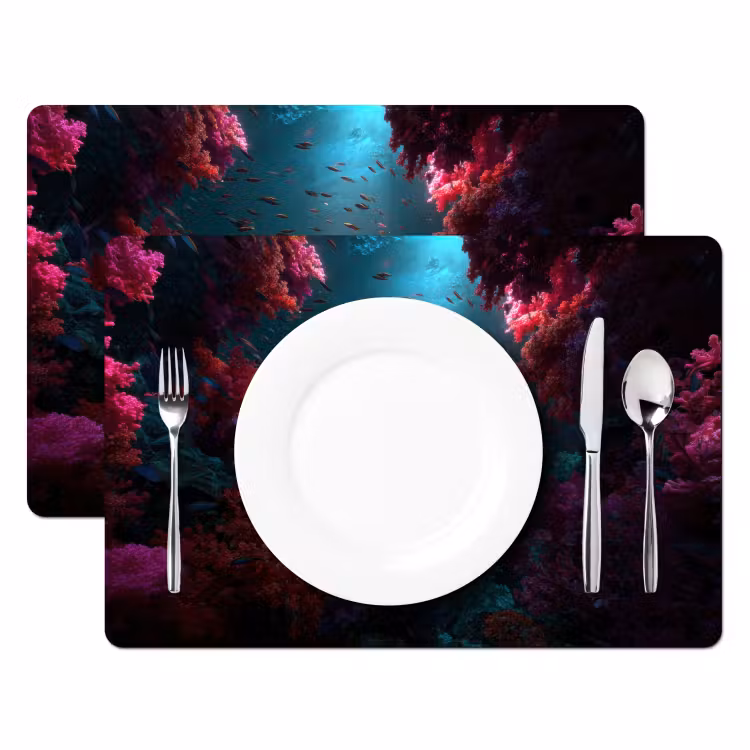 Placemat - 6 stuks - Standbeeld - Zeebodem - Koraal - Kleurrijk — 2