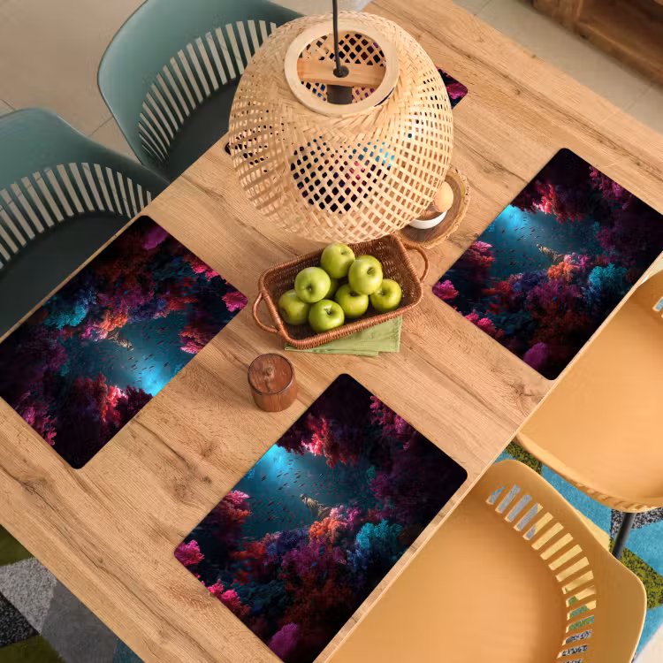 Placemat - 6 stuks - Standbeeld - Zeebodem - Koraal - Kleurrijk — 6