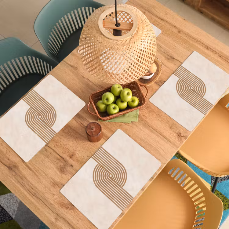 Placemat - 6 stuks - Symmetrische bocht - Koperkleurig — 6