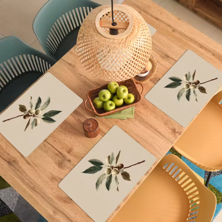 Placemat - 6 stuks - Tak - Groene Bladeren - Vruchten — 6