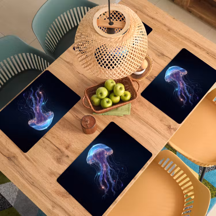 Placemat - 6 stuks - Tentakels - Kwal - Paars - Sprankeling — 6