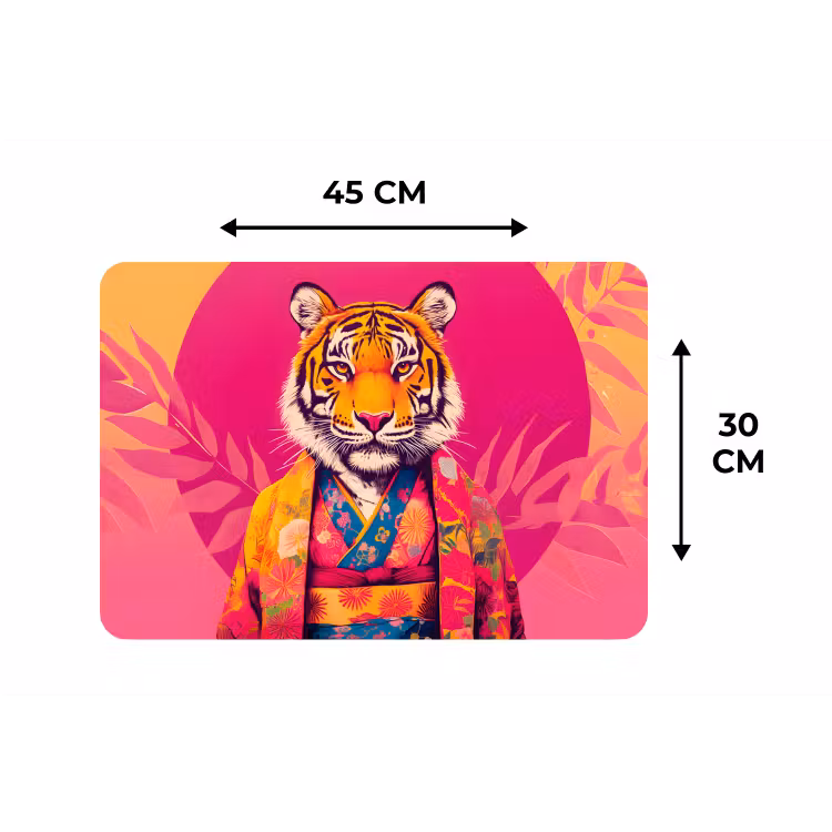 Placemat - 6 stuks - Tijger - Kimono - Planten - Roze — 3