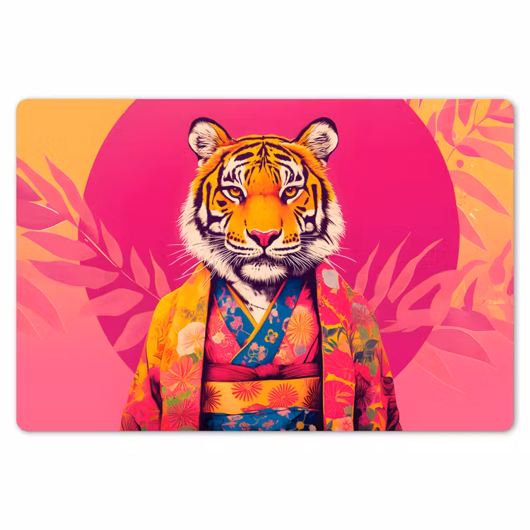 Placemat - 6 stuks - Tijger - Kimono - Planten - Roze — 7