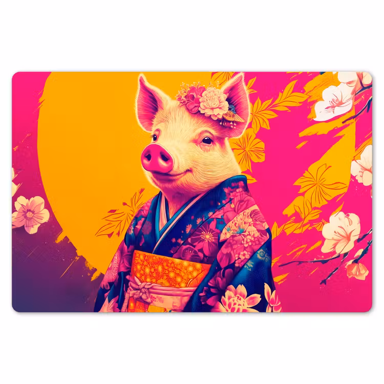 Placemat - 6 stuks - Varken - Bloemkroon - Kimono - Abstract — 7