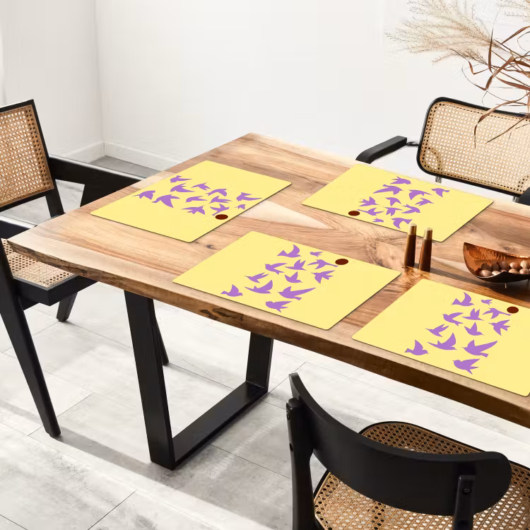 Placemat - 6 stuks - Vogels - Cirkel - Geel - Beweging — 5