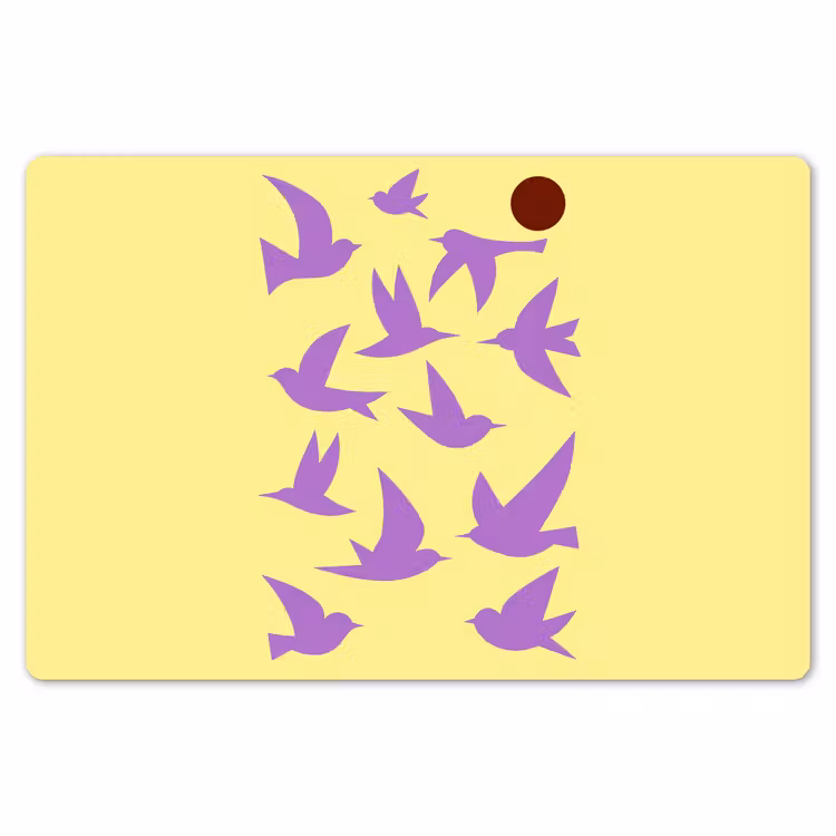 Placemat - 6 stuks - Vogels - Cirkel - Geel - Beweging — 7
