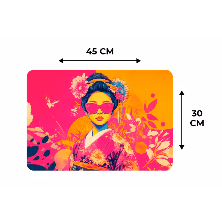 Placemat - 6 stuks - Vrouw - Zonnebril - Abstract - Oranje — 3