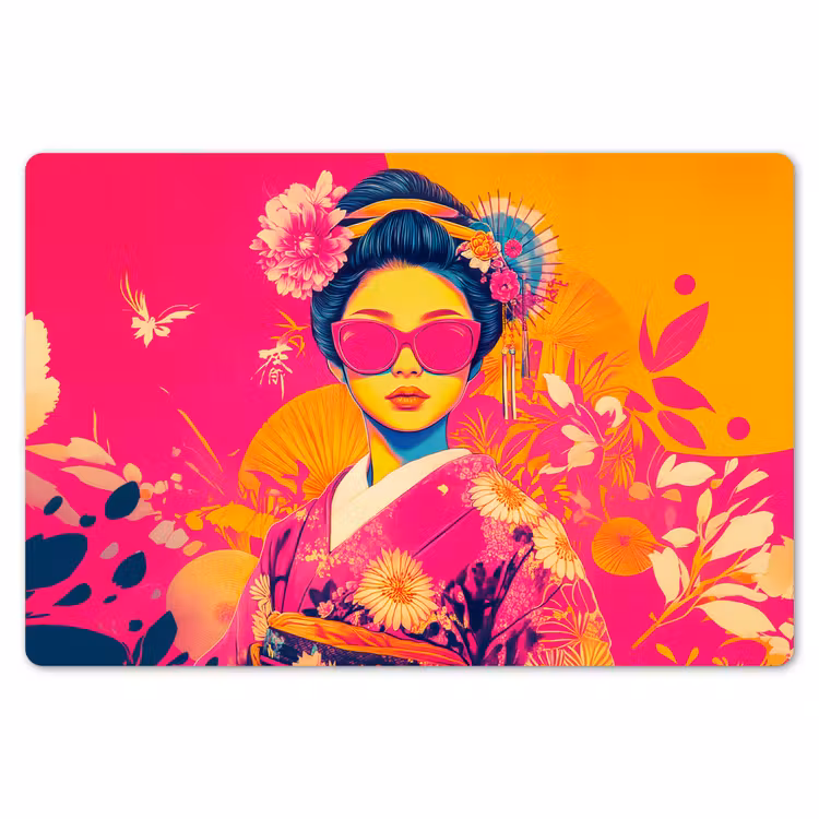 Placemat - 6 stuks - Vrouw - Zonnebril - Abstract - Oranje — 7