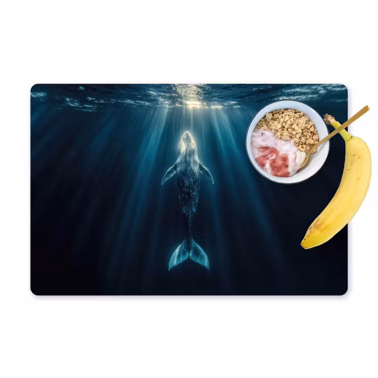 Placemat - 6 stuks - Walvis - Water - Zonnestralen - Blauw — 1