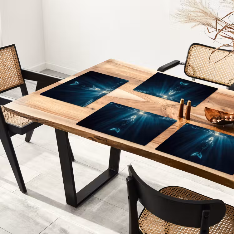 Placemat - 6 stuks - Walvis - Water - Zonnestralen - Blauw — 5
