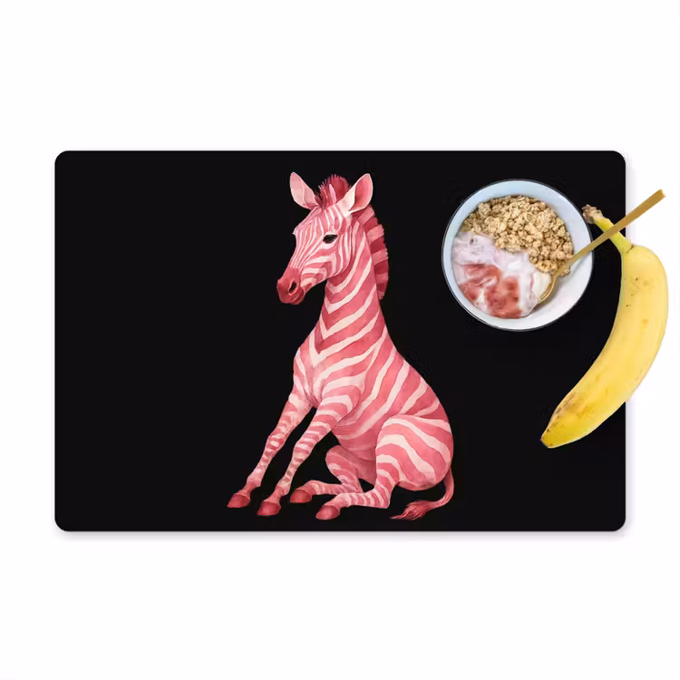 Placemat - 6 stuks - Zebra - Roze - Gestreept — 1