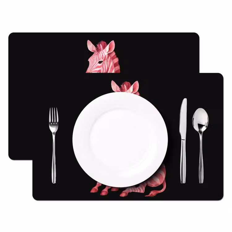Placemat - 6 stuks - Zebra - Roze - Gestreept — 2