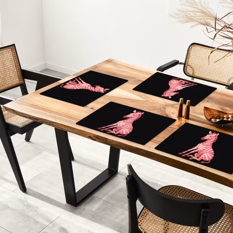 Placemat - 6 stuks - Zebra - Roze - Gestreept — 5