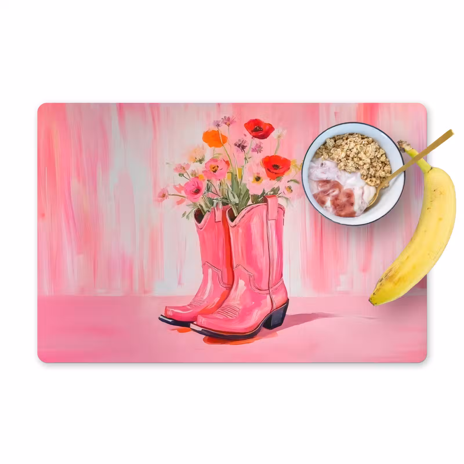 Placemat - 6 stuks - Roze - Bloemen - Cowboy — 1